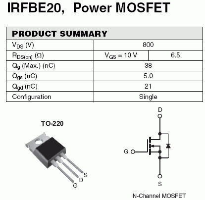 brochage IRFBE20